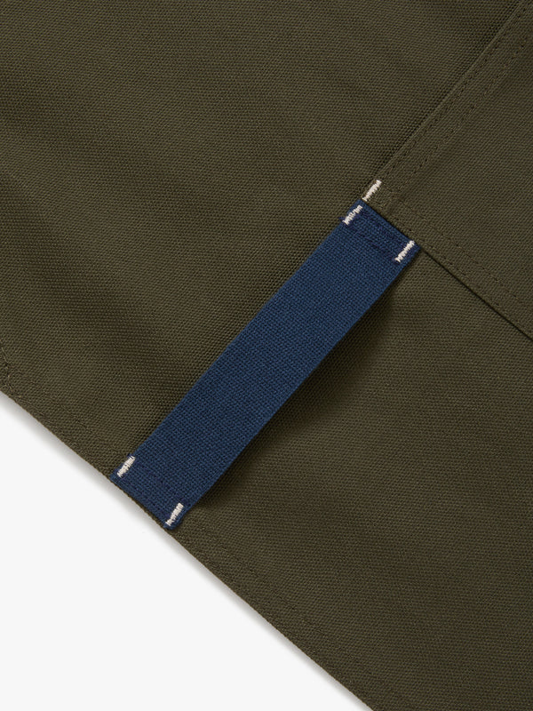 The All Day Crossback Apron - Olive Green Navy Straps - Hedley ...