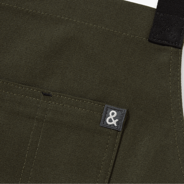 The All Day Crossback Apron - Olive Green Black Straps - Hedley ...