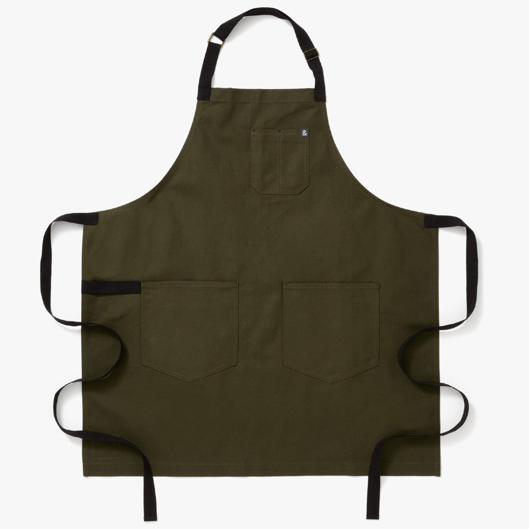 The Essential Apron - Olive Green Black Straps - Hedley & Bennett For ...